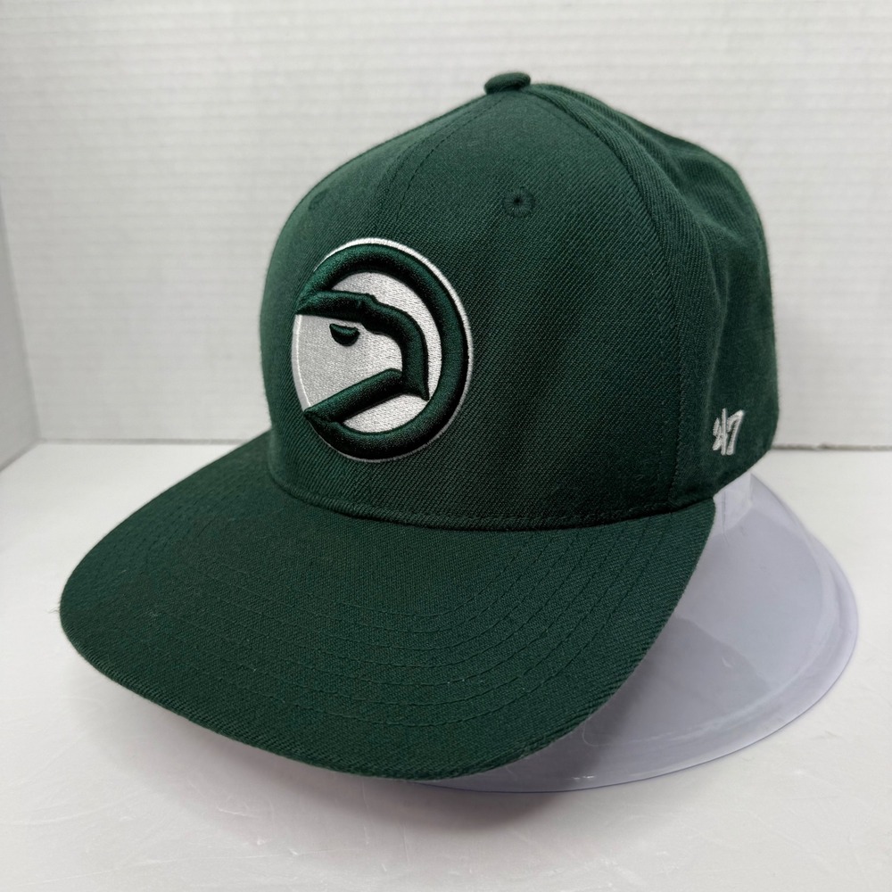 '47 Brand Atlanta Hawks Hat Mens OSFA Green Snapback Hardwood Classics NBA Cap